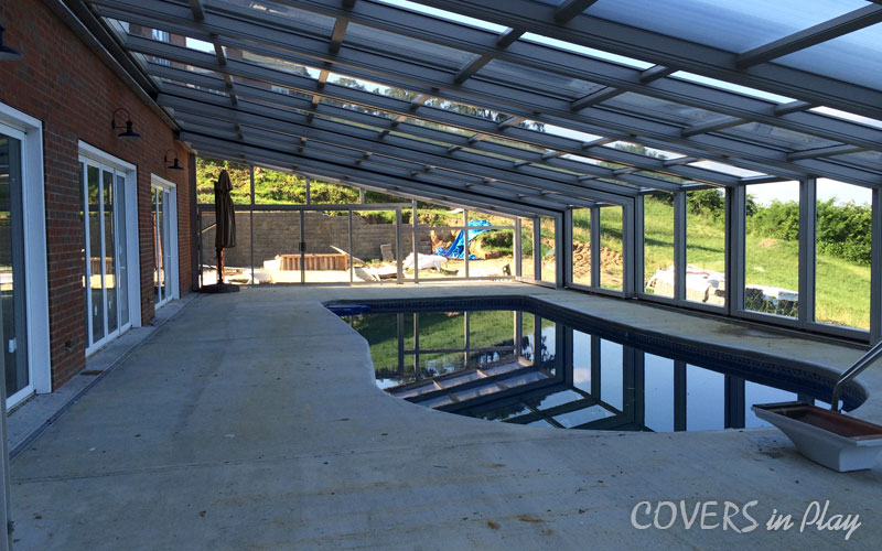 Interior view of attached pool dome cover in Chester, VA.